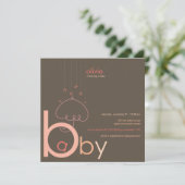 Baby a in B Belly Pink Whimsical Baby shower Kaart (Staand voorkant)