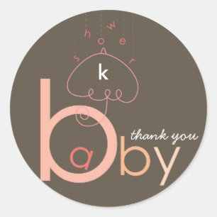 Baby 'a' in B Roze Typografie Meisje Baby shower Ronde Sticker