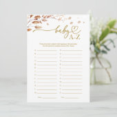 Baby A-Z Game Herfst Baby shower Kaart (Staand voorkant)
