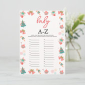 Baby A-Z Game Kerst Baby shower Kaart (Staand voorkant)