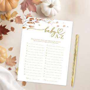 Baby A-Z Spel Baby Shower Herfst Kaart