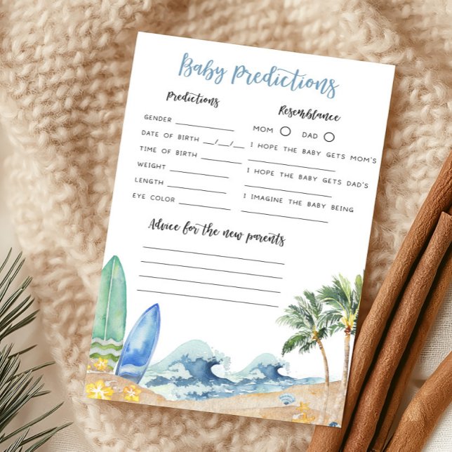 Baby aan boord Baby shower Baby voorspellingen spe (Surfing Summer Boy Baby Shower Baby Predictions Game)