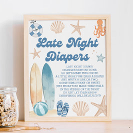 Baby aan boord Baby shower Late Night Luiers Game Poster