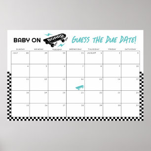 Baby aan boord Baby shower Raad de uitgerekende da Poster