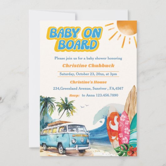 Baby Aan boord Beach Baby shower Uitnodiging (Voorkant)