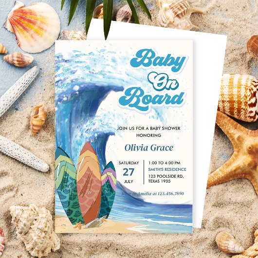 Baby Aan boord Beach Baby shower Uitnodiging