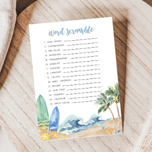 Baby aan boord Beach Baby shower Word Scramble Gam