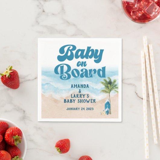 Baby aan boord Beach Boy Baby shower Servet (Insitu)
