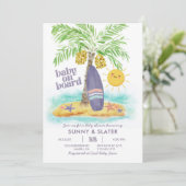 Baby aan boord | Beach Surf Baby shower Invitation Kaart (Staand voorkant)