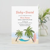 Baby aan boord Beach Surf Palm Tree Baby shower Kaart (Staand voorkant)