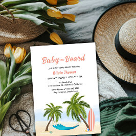 Baby aan boord Beach Surf Palm Tree Baby shower Kaart