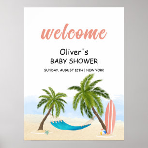 Baby aan boord Beach Surfing Baby shower Welkom Poster