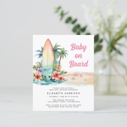 Baby aan boord Beach Surven Baby Girl Shower Uitno (Staand voorkant)