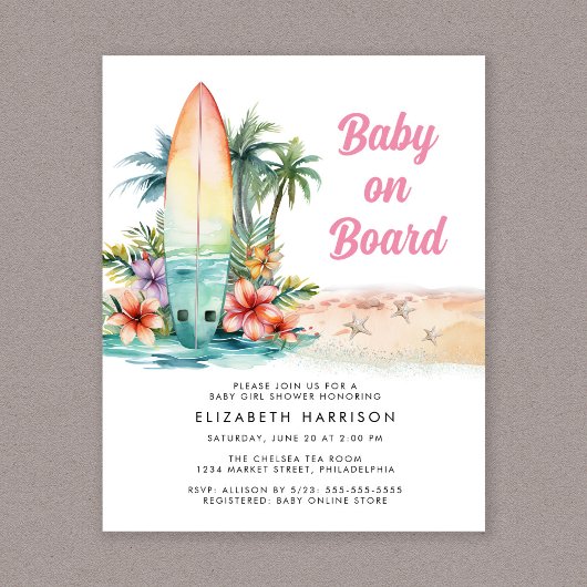 Baby aan boord Beach Surven Baby Girl Shower Uitno