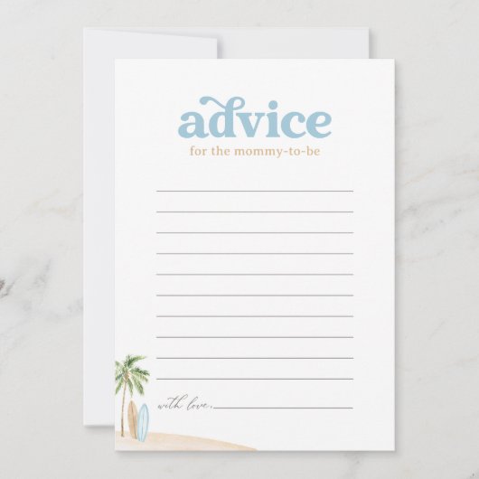 Baby aan boord Beach Surven Baby shower Advies Kaa Kaart (Voorkant)