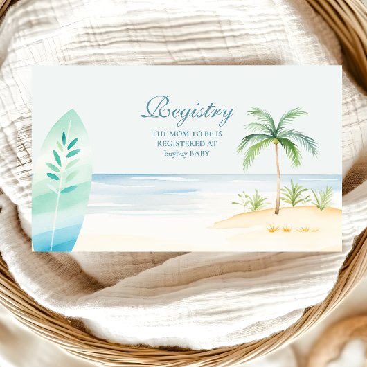 Baby aan boord Beach Surven Baby shower Registry Informatiekaartje