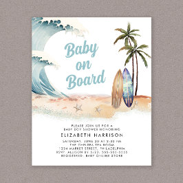 Baby aan boord Beach Surven Baby shower Uitnodigin