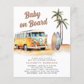 Baby aan boord Beach Surven Baby shower Uitnodigin (Voorkant)