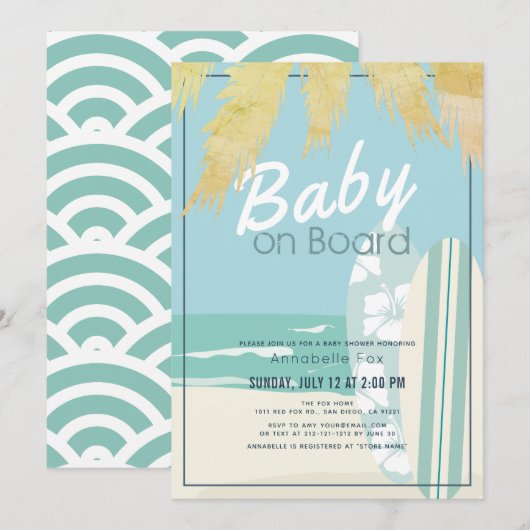 Baby aan boord Beach Surven Boy Baby shower Kaart (Voorkant / Achterkant)
