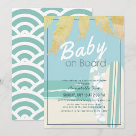 Baby aan boord Beach Surven Boy Virtual Baby showe Kaart