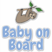 Baby aan boord Blauwe Schattigee luiaard Sticker (Voorkant)