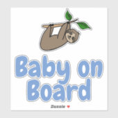 Baby aan boord Blauwe Schattigee luiaard Sticker (Vel)