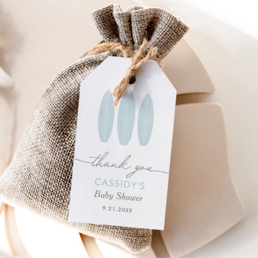 Baby aan boord Blauwe Surfplank Baby Shower Cadeaulabel
