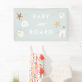 ‘Baby aan boord’ Blue Beach Pool Baby shower Spandoek (Insitu)