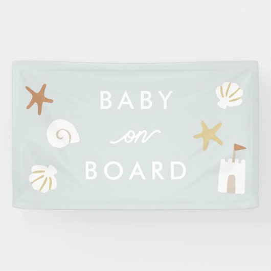 ‘Baby aan boord’ Blue Beach Pool Baby shower Spandoek (Horizontaal)