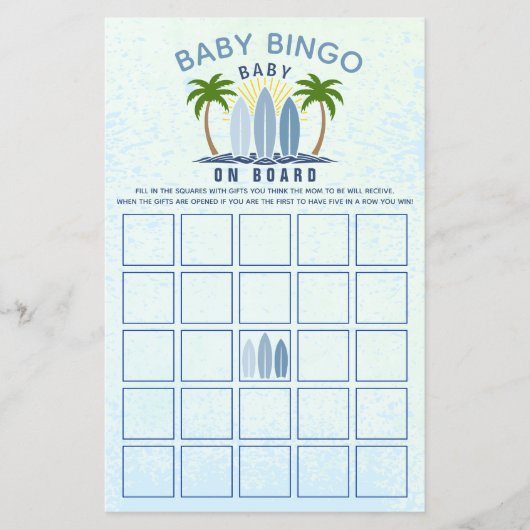 Baby aan boord blue boy baby shower Baby Bingo spe Flyer (Voorkant)
