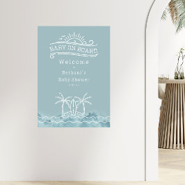 Baby Aan boord Blue Surf Baby shower Welkom Poster