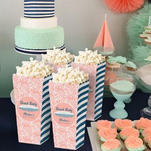 Baby aan boord Coral & Stripes Baby shower Popcorn Bedankdoosjes