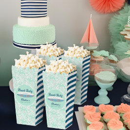 Baby aan boord Coral & Stripes Baby shower Popcorn Bedankdoosjes