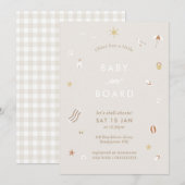 ‘Baby aan boord’ Gingham Beach Pool Baby shower Kaart (Voorkant / Achterkant)