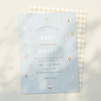 "Baby aan boord" Gingham Beach Thmed Baby shower Kaart