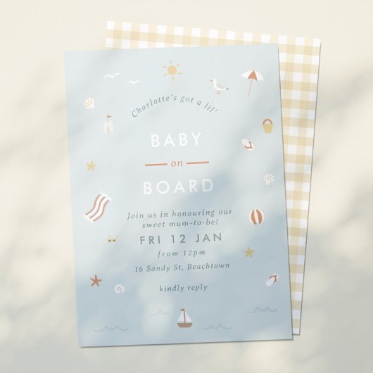 "Baby aan boord" Gingham Beach Thmed Baby shower Kaart