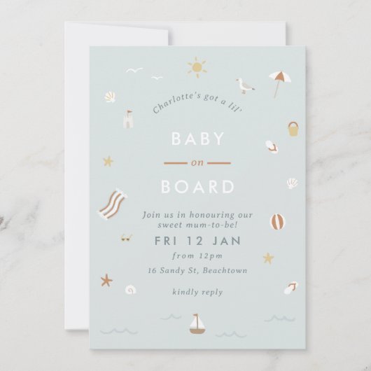 "Baby aan boord" Gingham Beach Thmed Baby shower Kaart (Voorkant)