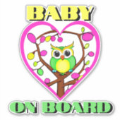 Baby aan boord - Kleurrijke uil - Achterzijde auto Sticker (Voorkant)
