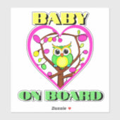 Baby aan boord - Kleurrijke uil - Achterzijde auto Sticker (Vel)