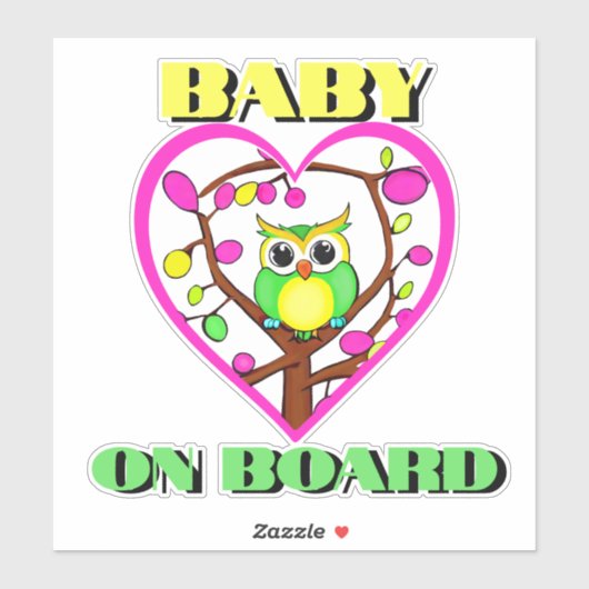 Baby aan boord - Kleurrijke uil - Achterzijde auto Sticker (Vel)