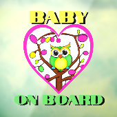 Baby aan boord - Kleurrijke uil - Auto achter Raamsticker (Vel 3)