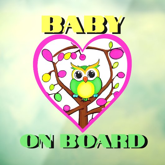 Baby aan boord - Kleurrijke uil - Auto achter Raamsticker (Vel 3)