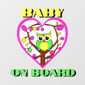 Baby aan boord - Kleurrijke uil - Auto achter Raamsticker (Vel)