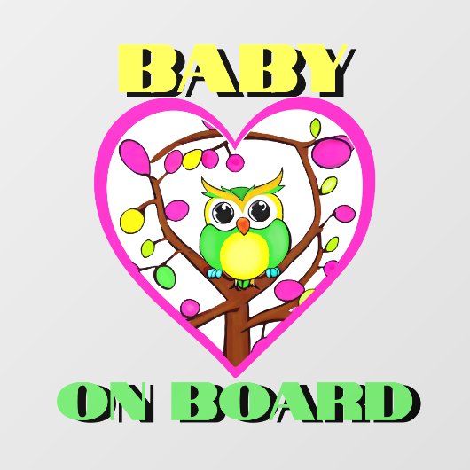Baby aan boord - Kleurrijke uil - Auto achter Raamsticker (Vel)