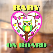 Baby aan boord - Kleurrijke uil - Auto achter Raamsticker (Vel 2)