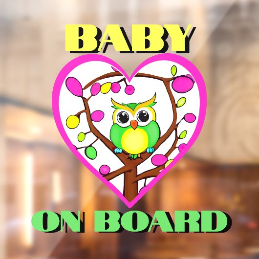 Baby aan boord - Kleurrijke uil - Auto achter Raamsticker (Vel 2)