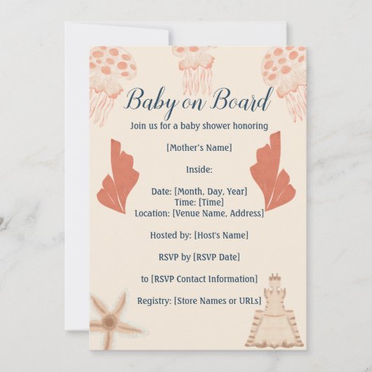 Baby aan Boord Kust Baby Shower Kaart (Voorkant)