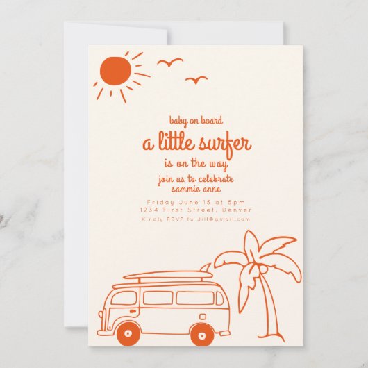 Baby aan boord Little Surfer Baby shower Kaart (Voorkant)