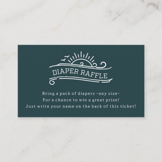Baby Aan boord Luier Raffle Slate Blue Baby shower Informatiekaartje (Voorkant)