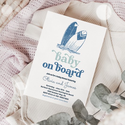 Baby aan boord Modern Surf Beach Baby shower Kaart
